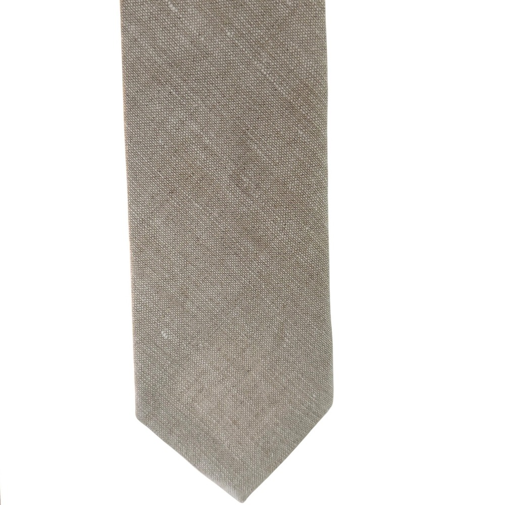 Lands' End Linen Neck Tie Beige Cream Standard Size Wedding Summer Garden Party